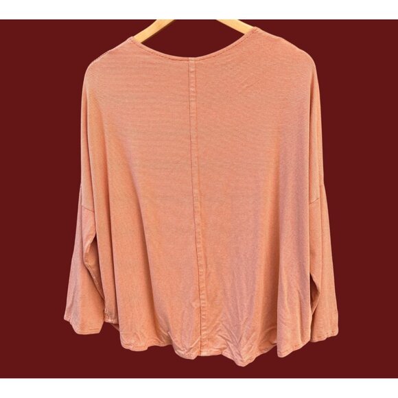 F.H. Clothing Co. Oversized Orange Stripe Long Sleeve Top Pocket Detail USA - Picture 5 of 6